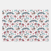 サンタのそり乗り北極パターン ラッピングペーパーシート (正面3)