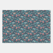 サンタのそり乗り北極パターン ラッピングペーパーシート (正面)