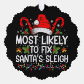 サンタのそり家族のクリスマスを直す可能性が最も高い オーナメントカード (正面)