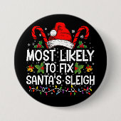 サンタのそり家族のクリスマスを直す可能性が最も高い 缶バッジ (正面)
