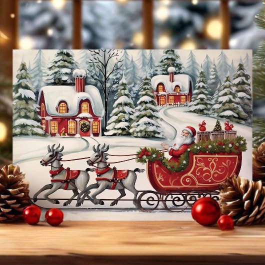 サンタのそり遊び ヴィンテージ クリスマス