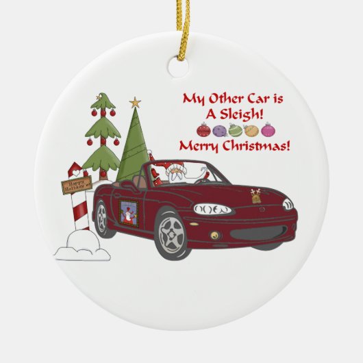 サンタのそり銅 セラミックオーナメント (正面)