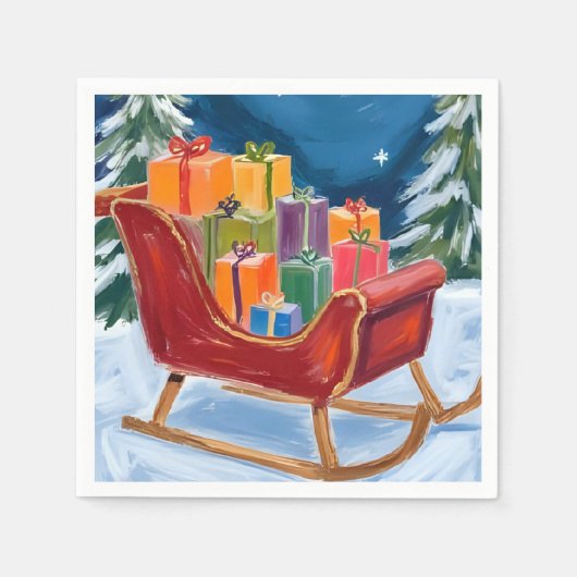 サンタのそり メリークリスマス スタンダードカクテルナプキン (正面)