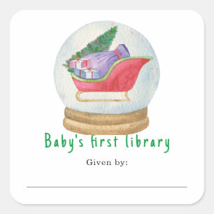 サンタのそり - 赤ちゃんの最初の図書館 スクエアシール