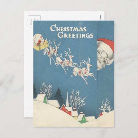 サンタのぞきサンタ シーズンポストカード (正面/裏面)