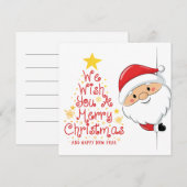 サンタのぞき込みホリデーカード シーズンカード (正面/裏面)