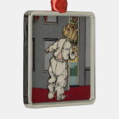 サンタのためにかいま見るクリスマスGreetingsKid メタルオーナメント (右)