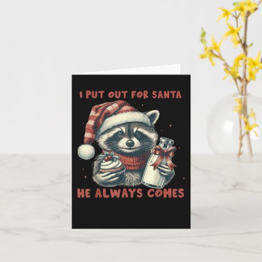 サンタのために準備してるのに、なぜかアライグマがやってくるんだ カード (黄色い花)