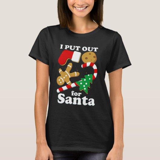 サンタのために準備してるよ 面白いクリスマス Tシャツ (正面)