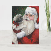 "サンタのためのシーズー（犬） tzuキス"は芸術のクリスマスカードの後をつけます シーズンカード (正面)