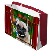 サンタのためのパグの腕時計 ラージペーパーバッグ (裏面アングル)