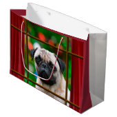 サンタのためのパグの腕時計 ラージペーパーバッグ (正面アングル)