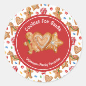 サンタのためのホワイトクリスマスCookies ラウンドシール (正面)