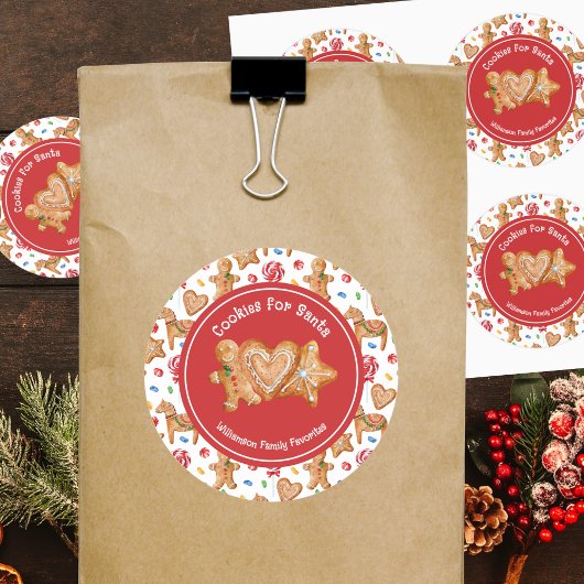 サンタのためのホワイトクリスマスCookies ラウンドシール