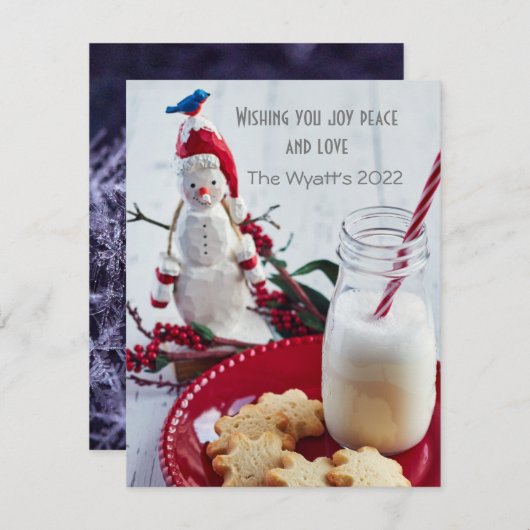 サンタのためのミルクとクッキー シーズンカード (正面/裏面)