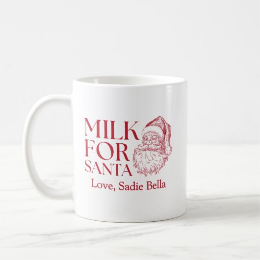 サンタのためのミルク 手描きイラスト入り コーヒーマグカップ (左)