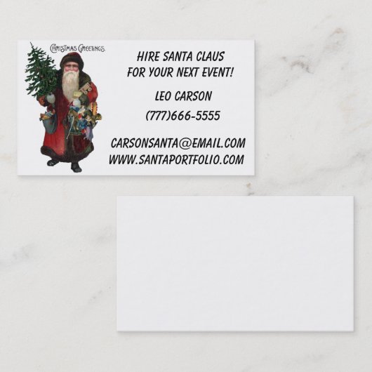 サンタのための旧式のサンタクロースの名刺 名刺 (正面/裏面)