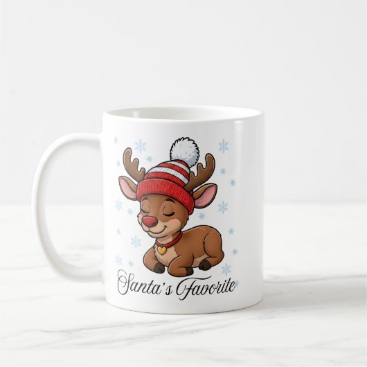 サンタのとっておきのかわいいトナカイ クリスマスマグ コーヒーマグカップ (左)
