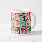 サンタのひげをつけた犬と猫 ジャンボコーヒーマグカップ (正面右)