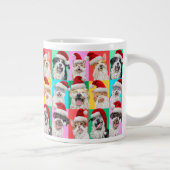 サンタのひげをつけた犬と猫 ジャンボコーヒーマグカップ (右)