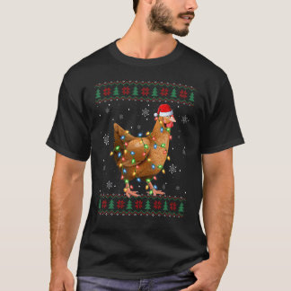 サンタのひどいニワトリ クリスマス ライト クリスマスのニワトリ愛好家 Tシャツ
