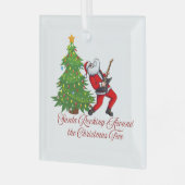 サンタのまわりにがクリスマスツリーを ガラスオーナメント (正面左)