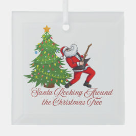 サンタのまわりにがクリスマスツリーを ガラスオーナメント