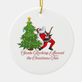 サンタのまわりにがクリスマスツリーを セラミックオーナメント