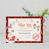 サンタのよい子のリスト証明書 ホイル招待状 箔招待状 (立ち正面)