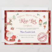サンタのよい子のリスト証明書 招待状 (正面)