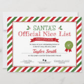 サンタのよい子のリスト証明書 招待状 (正面)