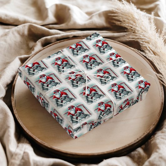サンタのアイスホッケーゴールキーパー クリスマス 薄葉紙