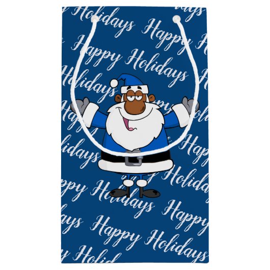 サンタのアフリカ系アメリカ人のクリスマスハヌカーKwanzaa スモールペーパーバッグ (裏面)