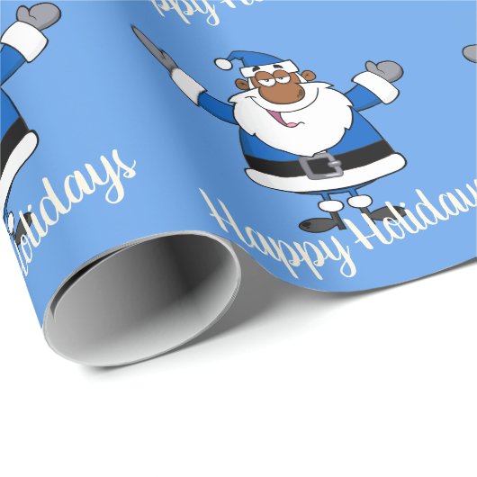 サンタのアフリカ系アメリカ人のクリスマスハヌカーKwanzaa ラッピングペーパー (ロールコーナー)