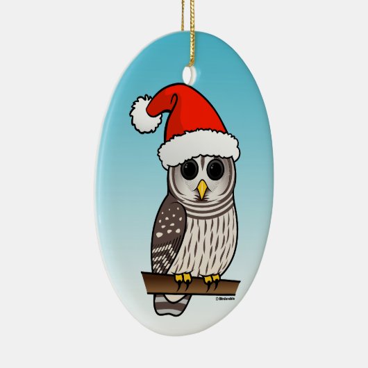 サンタのアメリカフクロウのクリスマス セラミックオーナメント (右)