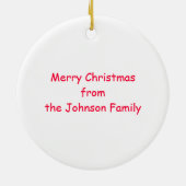 サンタのアルマジロのクリスマス(白い背景) セラミックオーナメント (裏面)