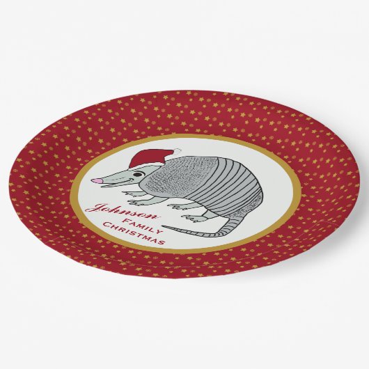 サンタのアルマジロはクリスマスを主演します ペーパープレート (アングル)