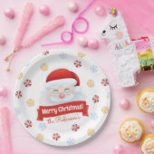 サンタのイラストと家族の名前入りクリスマスパーティー ペーパープレート (パーティー)