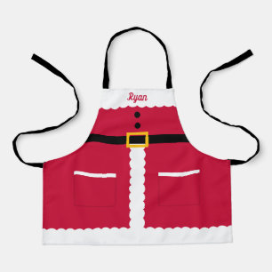 サンタのイラストの子供用クリスマスエプロン(名入れ可) エプロン
