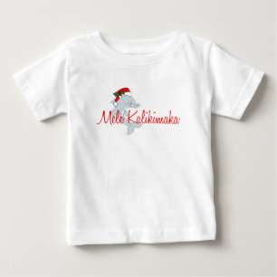 サンタのイルカのハワイアンのクリスマス ベビーTシャツ