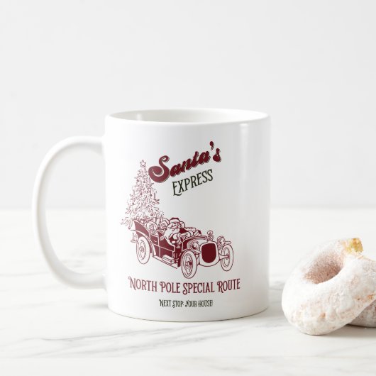 サンタのエクスプレス ヴィンテージ クリスマス コーヒーマグカップ (ドーナツ)