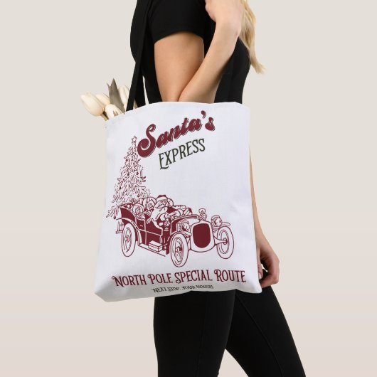 サンタのエクスプレス ヴィンテージ クリスマス トートバッグ (クローズアップ)