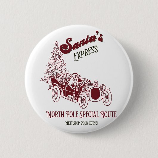サンタのエクスプレス ヴィンテージ クリスマス 缶バッジ (正面)