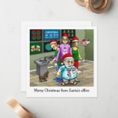 サンタのオフィスからのメリークリスマス クリスマスカード ノートカード (正面/裏面インサイチュ)