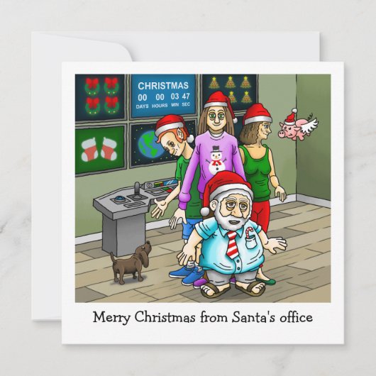 サンタのオフィスからのメリークリスマス クリスマスカード ノートカード (正面)