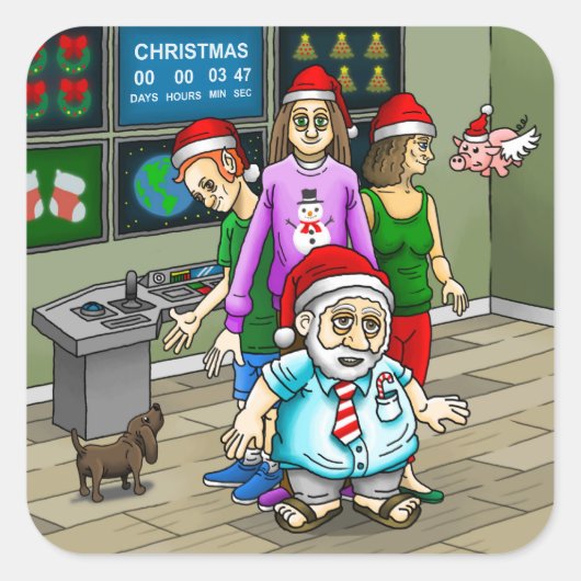 サンタのオフィスからのメリークリスマス ステッカー (正面)
