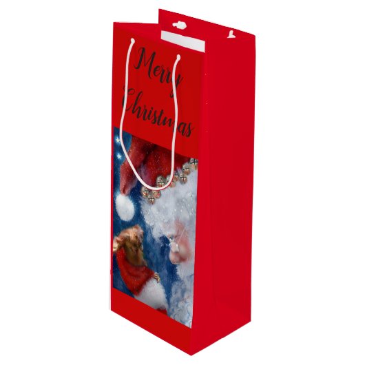 サンタのオランウータンのクリスマス ワインギフトバッグ (正面アングル)