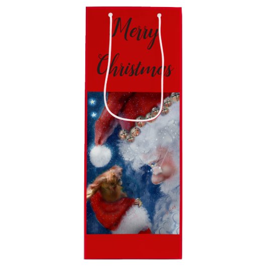 サンタのオランウータンのクリスマス ワインギフトバッグ (正面)