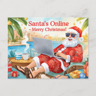 サンタのオンライン コンピューター好き メリークリスマス! シーズンポストカード