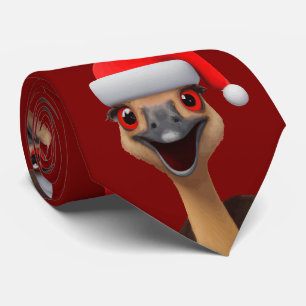 サンタのオーストラリア助手 - かわいいクリスマスのエミュー ネクタイ